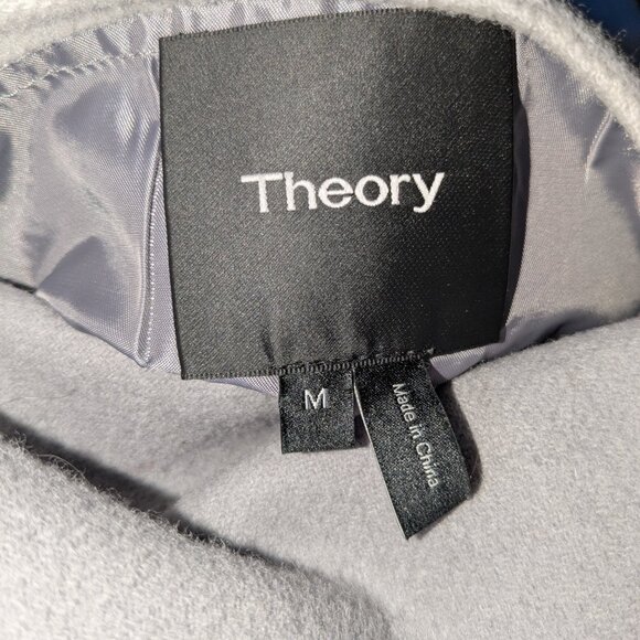 THEORY Reversible Boy Coat Doubleface Wool Jacket Pockets Size Med Grey Blazer - Picture 10 of 11